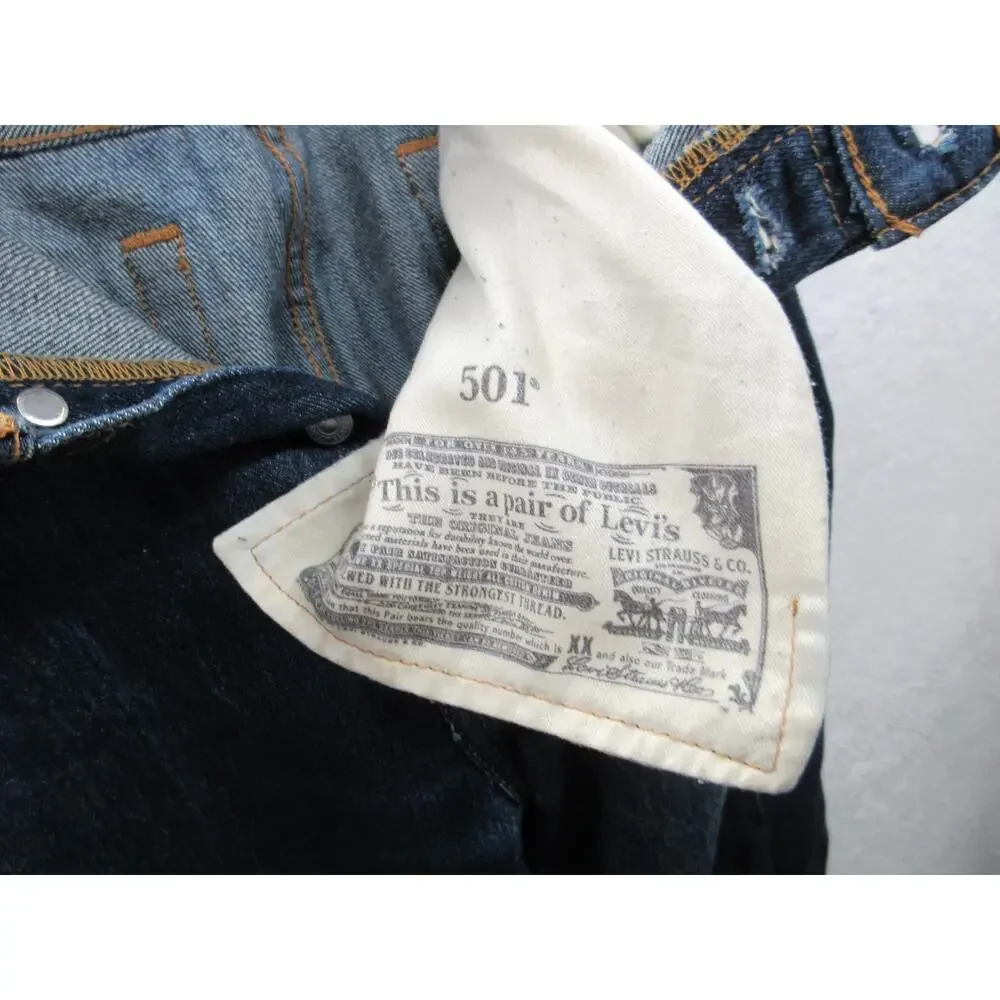 Levi's 501 Mens Jeans 34x32 Dark Wash Denim Button Fly 00501-0115